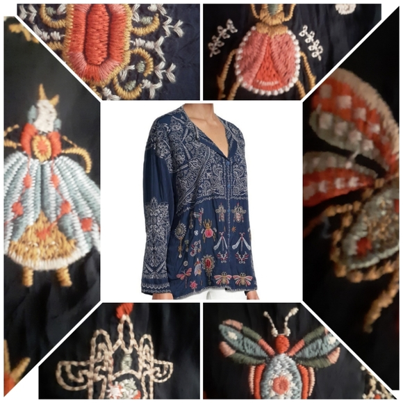 Johnny Was  Renemutet Embroidered Blouse Medium - Picture 2 of 16